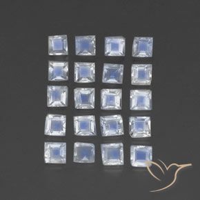 Pedras preciosas de Pedra da Lua Arco-Íris Branco azulado natural de 3.42 ct, Quadrado, Transparente