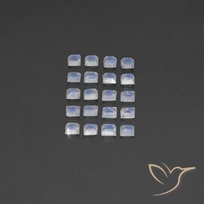 Pedras preciosas de Pedra da Lua Arco-Íris Branco azulado natural de 3.42 ct, Quadrado, Transparente