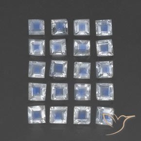 Pedras preciosas de Pedra da Lua Arco-Íris Branco azulado natural de 2.49 ct, Quadrado, Transparente