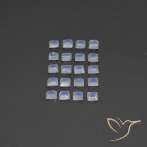 Pedras preciosas de Pedra da Lua Arco-Íris Branco azulado natural de 2.49 ct, Quadrado, Transparente