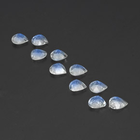 Pedras preciosas de pedra da lua arco-íris branco natural de 2,84 ct, formato de pêra, transparente