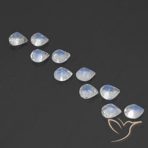 Pedras preciosas de Pedra da Lua Arco-Íris Branco azulado natural de 3.48 ct, Formato de pêra, Transparente