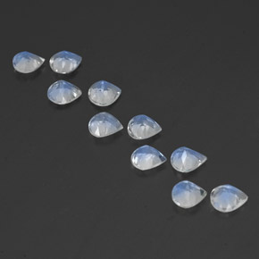 Pedras preciosas de pedra da lua arco-íris branco natural de 3,61 ct, formato de pêra, transparente
