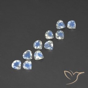 Pedras preciosas de Pedra da Lua Arco-Íris Branco azulado natural de 3.18 ct, Formato de pêra, Transparente