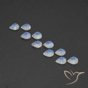 Pedras preciosas de Pedra da Lua Arco-Íris Branco azulado natural de 3.71 ct, Formato de pêra, Transparente