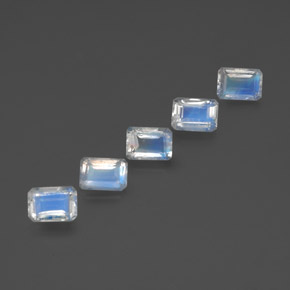 Pedras preciosas de pedra da lua arco-íris branco natural de  ct, corte esmeralda, transparente