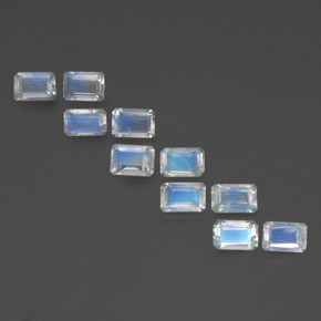 Pedras preciosas de pedra da lua arco-íris branco natural de  ct, corte esmeralda, transparente