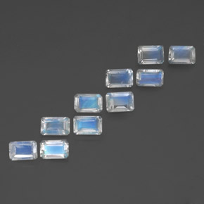 Pedras preciosas de pedra da lua arco-íris branco natural de  ct, corte esmeralda, transparente