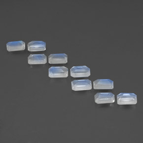 Pedras preciosas de pedra da lua arco-íris branco natural de  ct, corte esmeralda, transparente