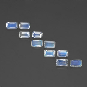 Pedras preciosas de pedra da lua arco-íris branco natural de  ct, corte esmeralda, transparente