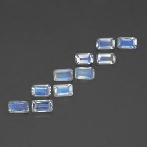 Pedras preciosas de pedra da lua arco-íris branco natural de  ct, corte esmeralda, transparente