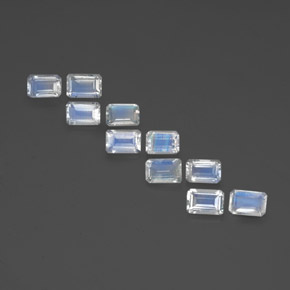 Pedras preciosas de pedra da lua arco-íris branco natural de  ct, corte esmeralda, transparente