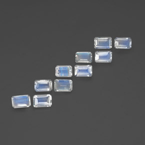 Pedras preciosas de pedra da lua arco-íris branco natural de  ct, corte esmeralda, transparente