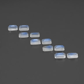 Pedras preciosas de pedra da lua arco-íris branco natural de  ct, corte esmeralda, transparente