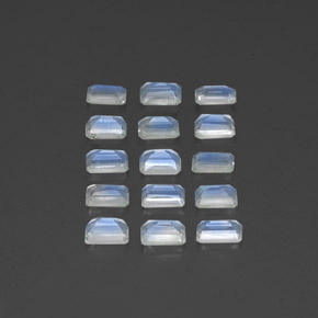 Pedras preciosas de pedra da lua arco-íris branco natural de  ct, corte esmeralda, transparente