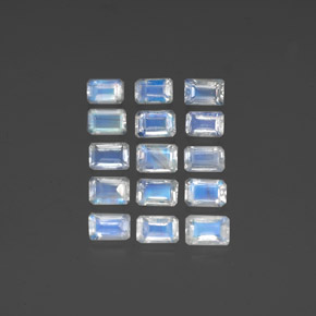 Pedras preciosas de pedra da lua arco-íris branco natural de  ct, corte esmeralda, transparente