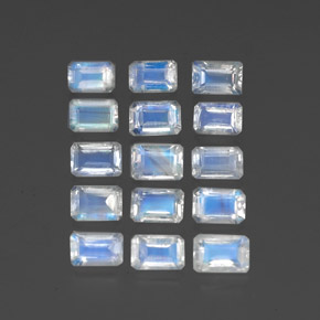 Pedras preciosas de pedra da lua arco-íris branco natural de  ct, corte esmeralda, transparente