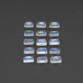 Pedras preciosas de pedra da lua arco-íris branco natural de  ct, corte esmeralda, transparente