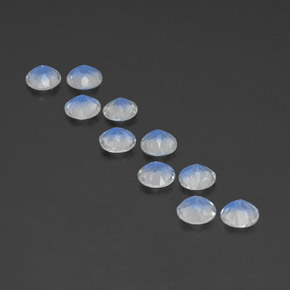 Pedras preciosas de pedra da lua arco-íris branco natural de  ct, corte redondo, transparente
