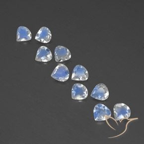 2.85ctw Natural Branco azulado Pedra da Lua Arco-Íris, Formato de pêra, Transparente