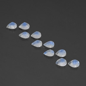Pedras preciosas de pedra da lua arco-íris branco natural de  ct, formato de pêra, transparente