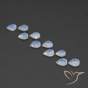 Pedras preciosas de Pedra da Lua Arco-Íris Branco azulado natural de 3.13 ct, Formato de pêra, Transparente