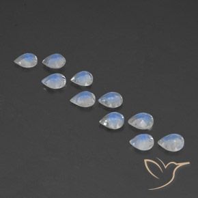 Pedras preciosas de Pedra da Lua Arco-Íris Branco azulado natural de 3.16 ct, Formato de pêra, Transparente