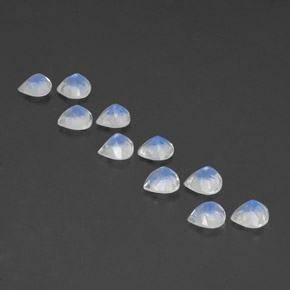 Pedras preciosas de pedra da lua arco-íris branco natural de 3,85 ct, formato de pêra, transparente