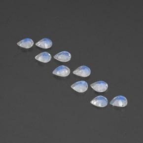 Pedras preciosas de pedra da lua arco-íris branco natural de 2,88 ct, formato de pêra, transparente