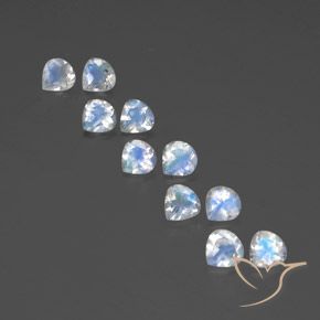 3.78ctw Natural Branco azulado Pedra da Lua Arco-Íris, Formato de pêra, Transparente