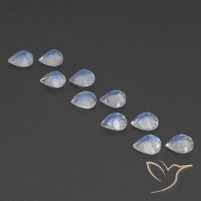 Pedras preciosas de Pedra da Lua Arco-Íris Branco azulado natural de 3.12 ct, Formato de pêra, Transparente