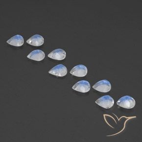 Pedras preciosas de Pedra da Lua Arco-Íris Branco azulado natural de 2.82 ct, Formato de pêra, Transparente