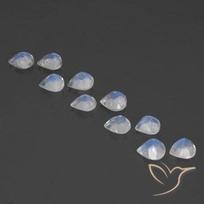 Pedras preciosas de Pedra da Lua Arco-Íris Branco azulado natural de 3.37 ct, Formato de pêra, Transparente