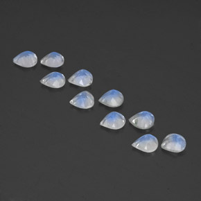 Pedras preciosas de pedra da lua arco-íris branco natural de  ct, formato de pêra, transparente