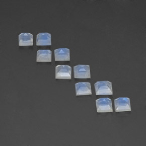Pedras preciosas de pedra da lua arco-íris azul natural de 3,69 ct, quadrado, transparente