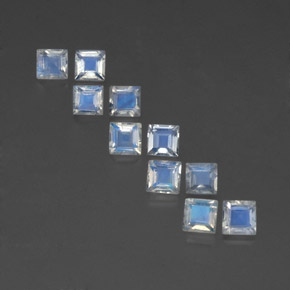 Pedras preciosas de pedra da lua arco-íris branco natural de  ct, quadrado, transparente