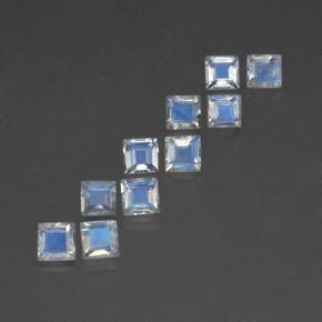 Pedras preciosas de pedra da lua arco-íris branco natural de  ct, quadrado, transparente