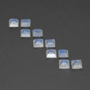 Pedras preciosas de pedra da lua arco-íris branco natural de  ct, quadrado, transparente