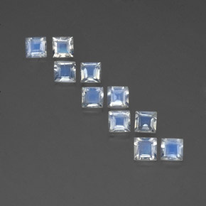 Pedras preciosas de pedra da lua arco-íris branco natural de  ct, quadrado, transparente