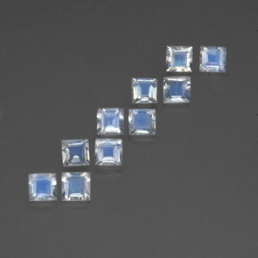 Pedras preciosas de pedra da lua arco-íris branco natural de  ct, quadrado, transparente