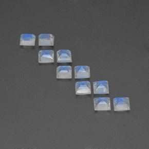 Pedras preciosas de pedra da lua arco-íris branco natural de  ct, quadrado, transparente