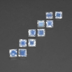 Pedras preciosas de pedra da lua arco-íris branco natural de  ct, quadrado, transparente