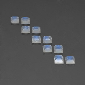 Pedras preciosas de pedra da lua arco-íris branco natural de  ct, quadrado, transparente