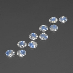 Pedras preciosas de pedra da lua arco-íris branco natural de  ct, corte oval, transparente