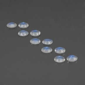 Pedras preciosas de pedra da lua arco-íris branco natural de  ct, corte oval, transparente