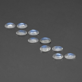 Pedras preciosas de pedra da lua arco-íris branco natural de  ct, corte oval, transparente