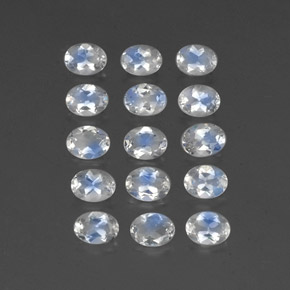Pedras preciosas de pedra da lua arco-íris branco natural de  ct, corte oval, transparente