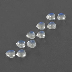 Pedras preciosas de pedra da lua arco-íris branco natural de  ct, formato de coração, transparente