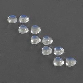 Pedras preciosas de pedra da lua arco-íris branco natural de  ct, formato de coração, transparente