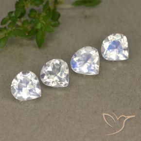 Pedras preciosas de pedra da lua arco-íris branco natural de 1,61 ct, formato de pêra, transparente